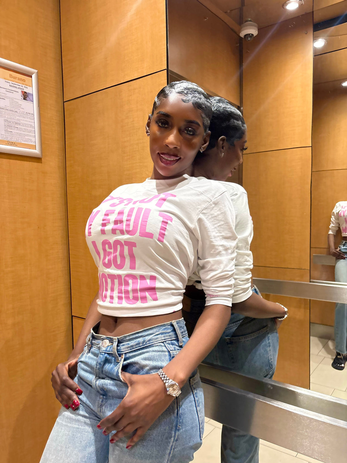 WIZ LONG SLEEVE TEE - WHITE/PINK