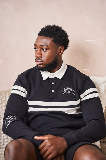 RUGBY POLO SHIRT - BLACK/CREAM