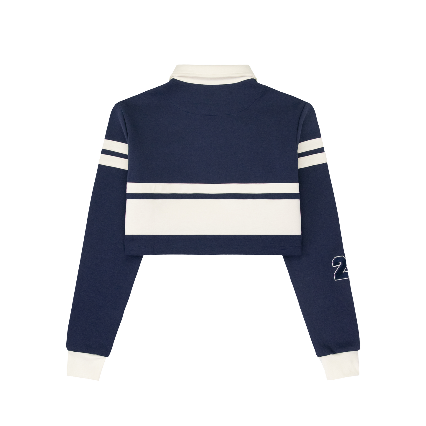 RUGBY CROPPED POLO - NAVY/CREAM