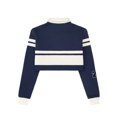 RUGBY CROPPED POLO - NAVY/CREAM