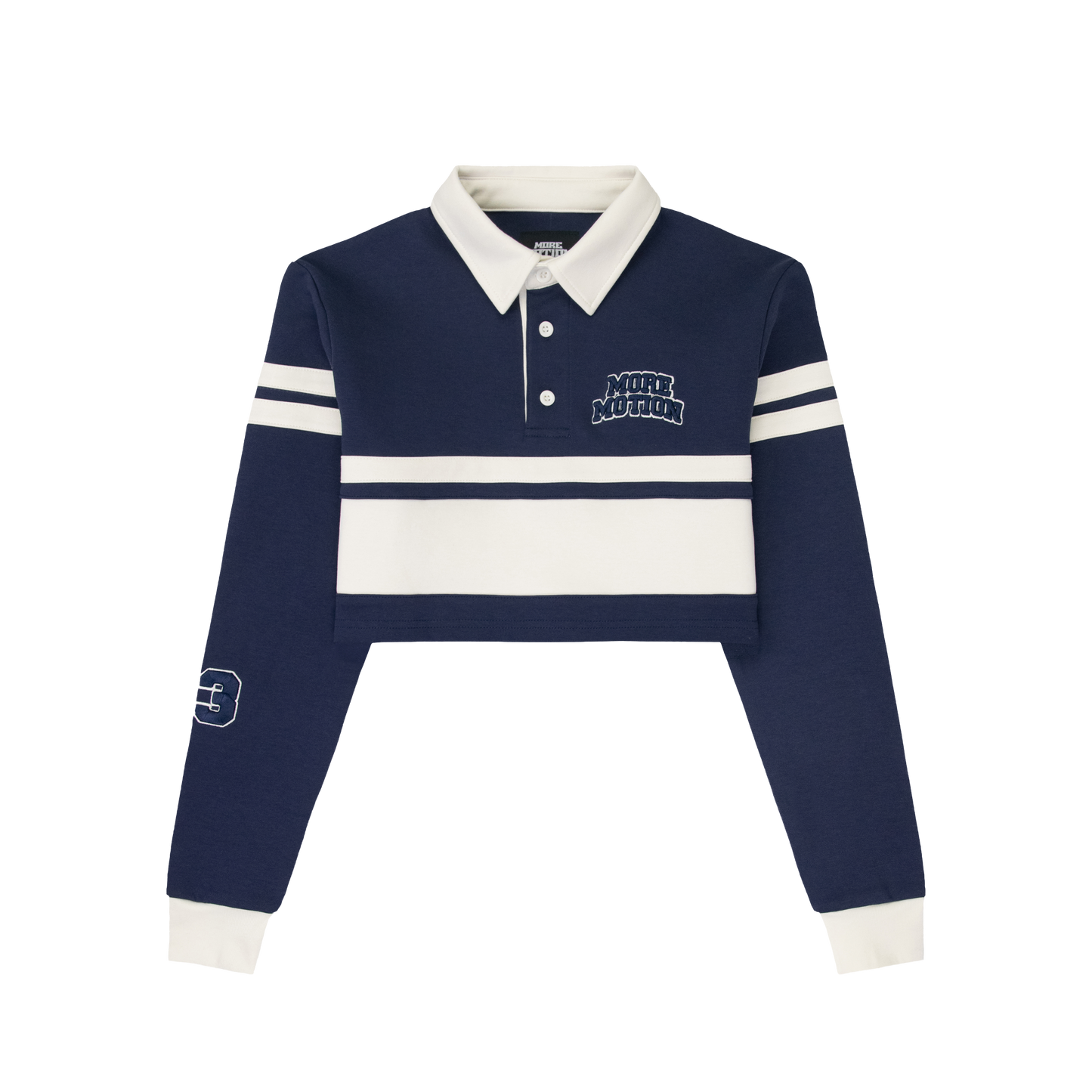 RUGBY CROPPED POLO - NAVY/CREAM