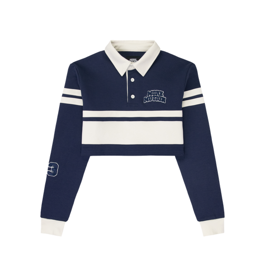 RUGBY CROPPED POLO - NAVY/CREAM