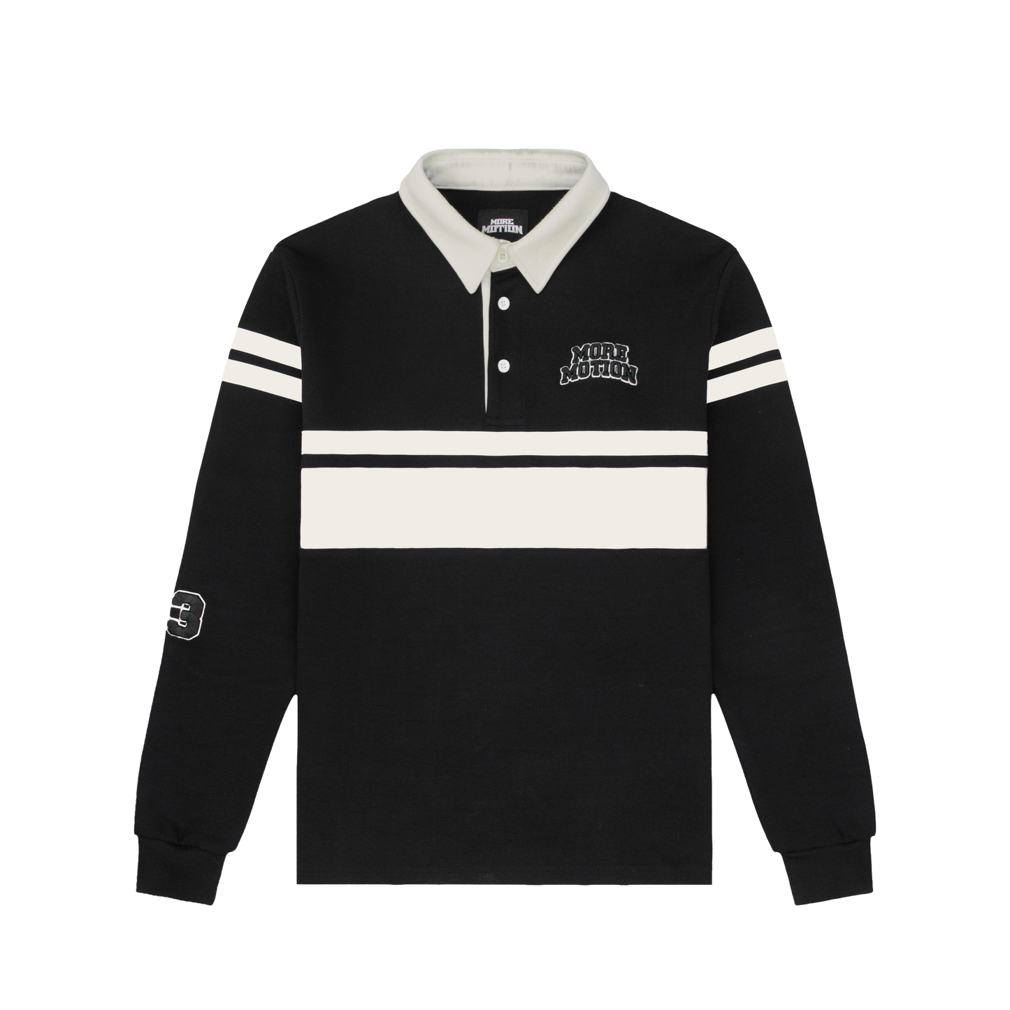 RUGBY POLO SHIRT - BLACK/CREAM