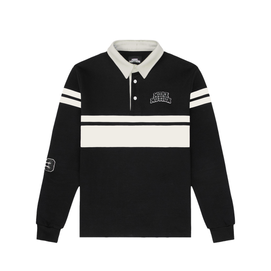 RUGBY POLO SHIRT - BLACK/CREAM